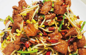 干煸肥肠 fried pork intestine with chili